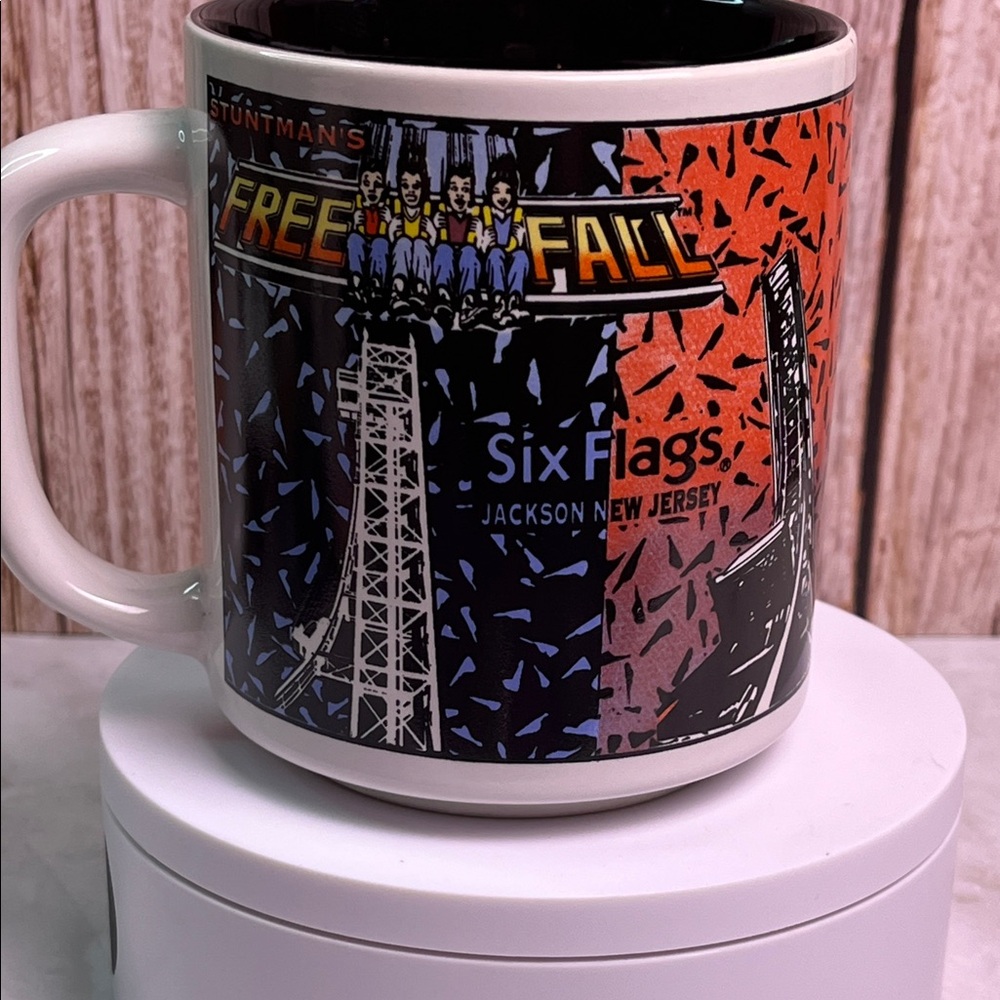 1993 Six Flags New Jersey Stuntman's Freefall Roller Coaster Mug